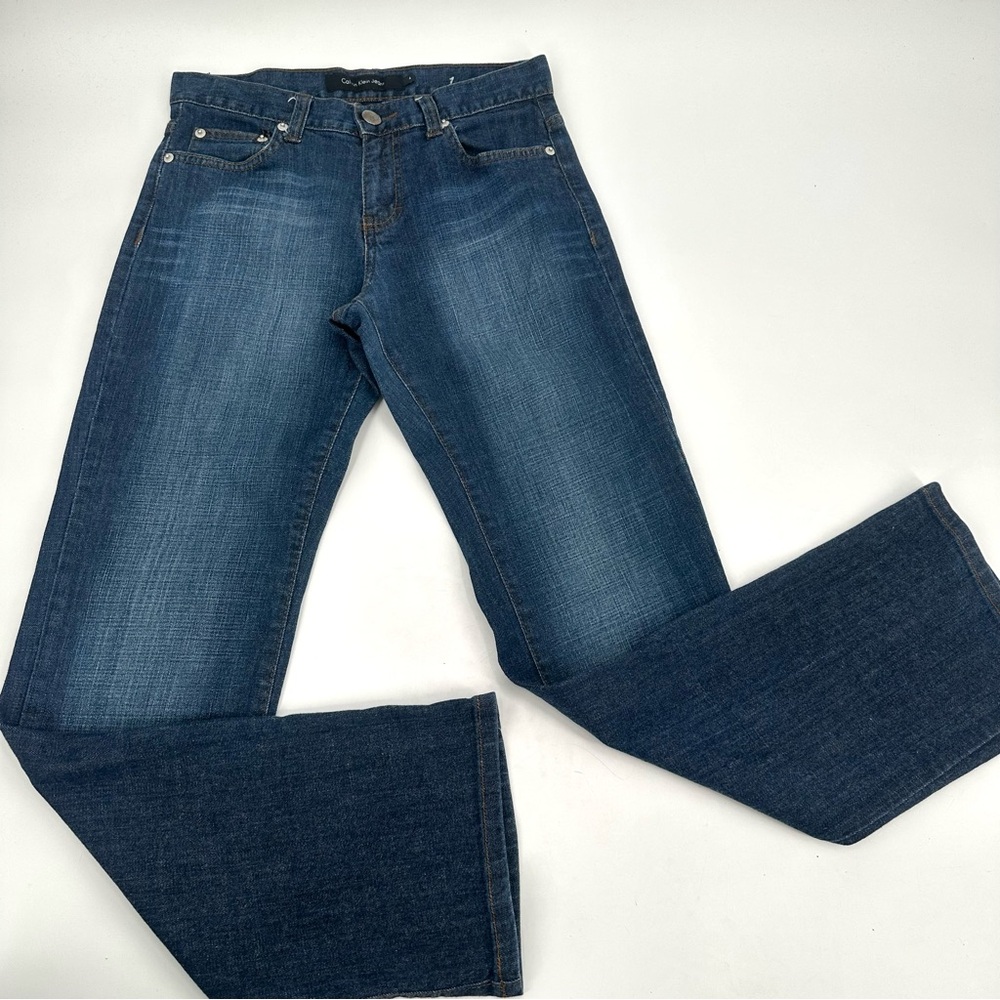 CALVIN KLEIN Jeans Womens Size 4 Blue Bootcut Denim Stretch Midrise Classic READ